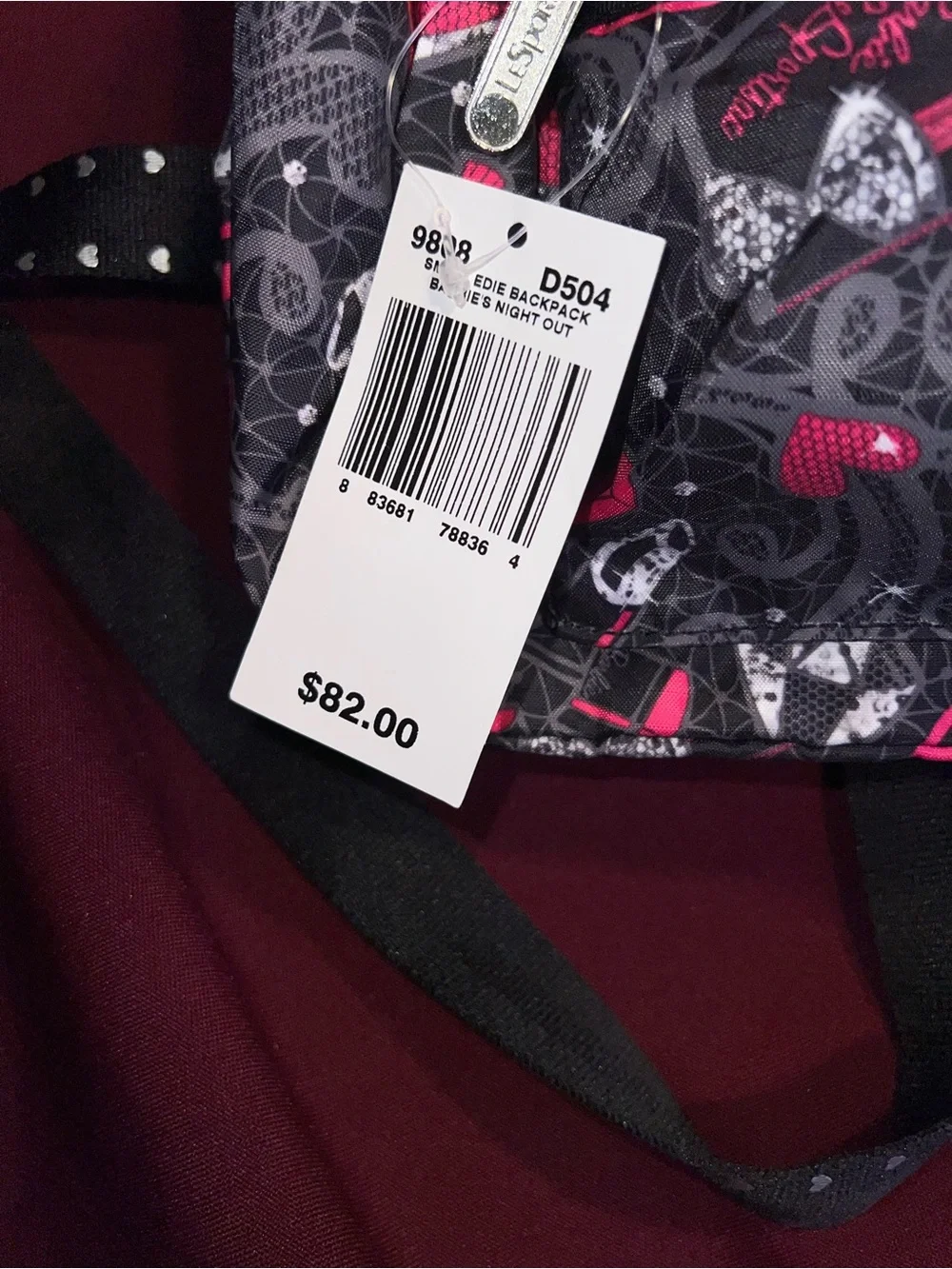 LeSportsac Pink & Black Patterned Women's Backpack artist edition (BARBIE)
